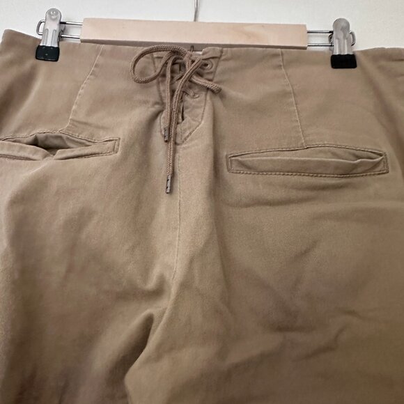 Tan Wide Legged Hemmed Pants - Picture 4 of 9